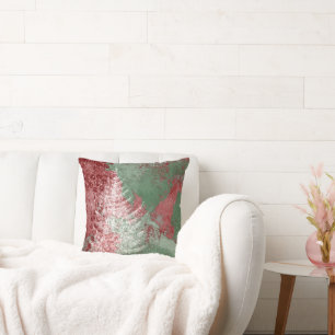 Coussin Grunge de Noël Arbre XMas vert et blanc rouge