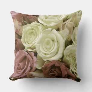Coussin Grunge vintage rétro roses photo fleurs florales