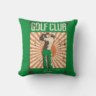 Coussin Grunge Vintage rétros Golfeur vert Grunge