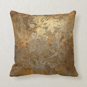 Coussin Grungy bronze Vintage ornement floral