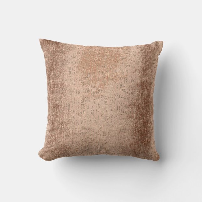 Coussin Grungy Rose en cuivre lignes or gouttes métallique (Recto)