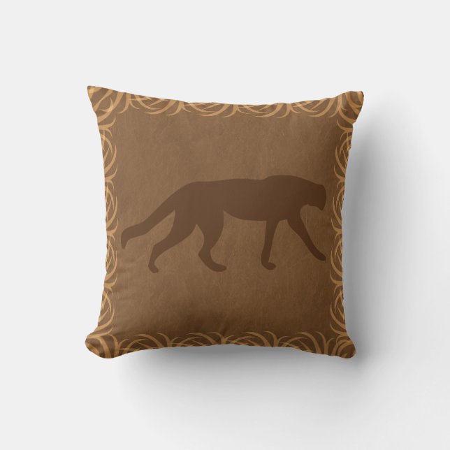 Coussin Guépard de thème de safari - silhouette de Jaguar (Recto)