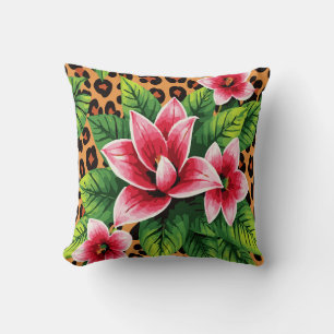 Coussin Guépard & Fusion Florale – Impression Animale Auda