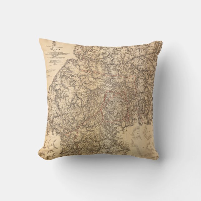 Coussin Guerre civile carte Atlanta la Géorgie 19 juillet (Recto)