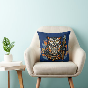 Coussin Guerrier tribal du hibou