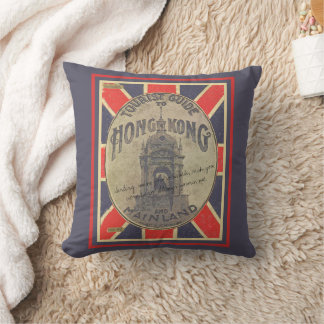 Coussin Guide touristique rétro de Hong Kong avec Union Ja