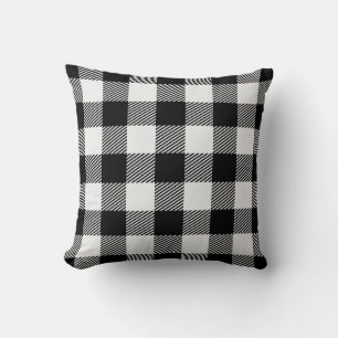 Coussin Guingan de plaid de contrôle de Buffalo noir et