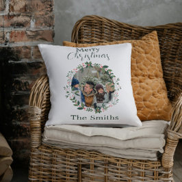 Coussin Guirlande de Noël de famille personnalisée