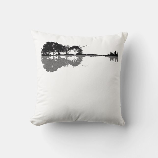 Coussin Guitar Lake Shadow Love Guitar Gift Music Amoureux (Recto)