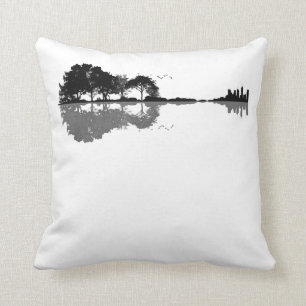 Coussin Guitar Lake Shadow Love Guitar Gift Music Amoureux