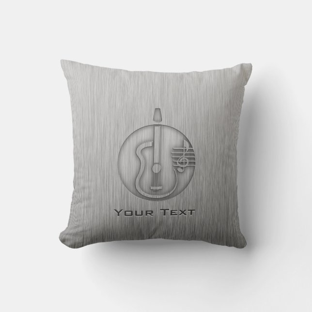Coussin Guitare acoustique ; Métal-regard balayé (Recto)