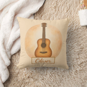 Coussin Guitare Acoustique Nom Personnalisé Pour Amoureux