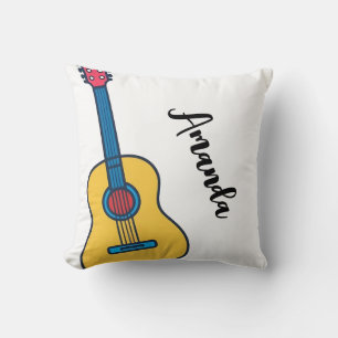 Coussin Guitare de dessin avec cordes de cou gras Nom