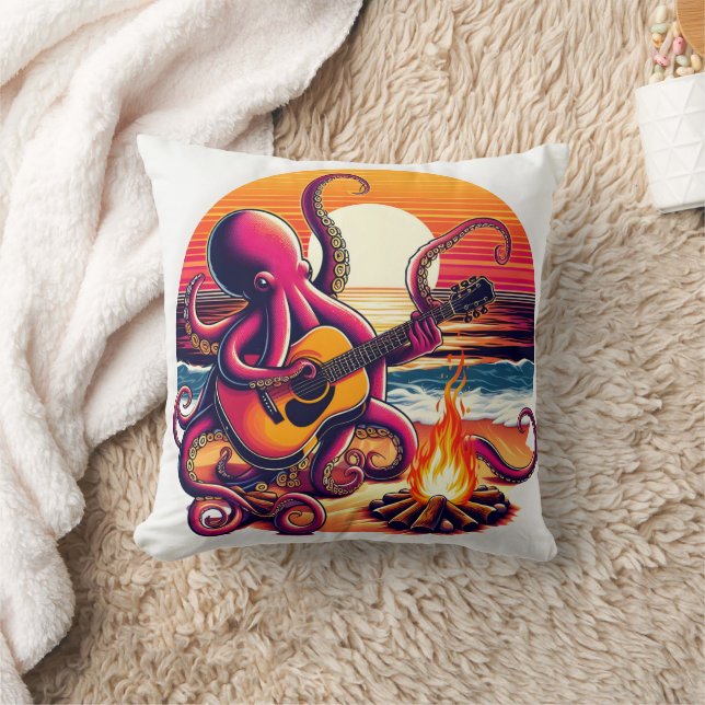 Coussin Guitare d'Octopus par Beach Campfire (Couverture)