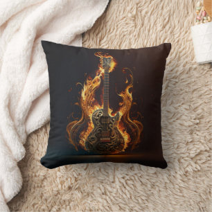 Coussin Guitare électrique en feu