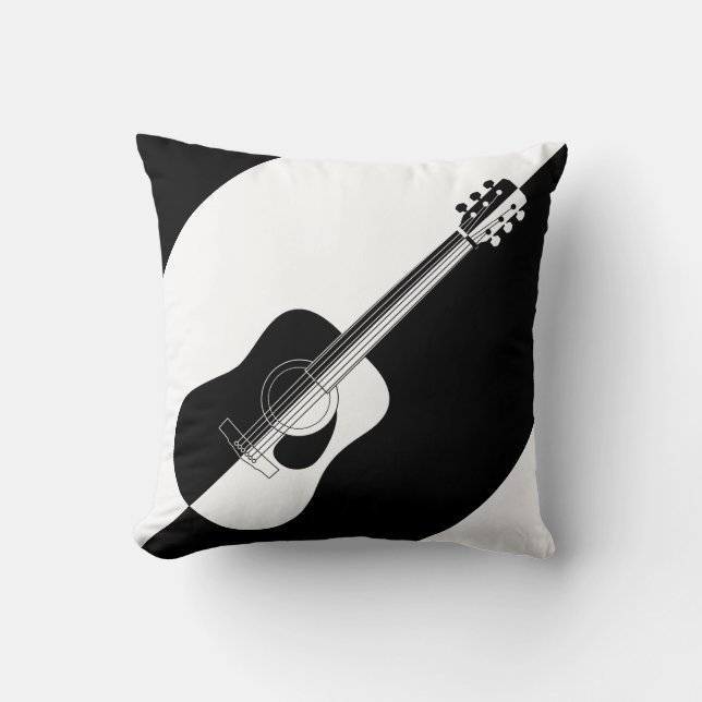 Coussin Guitare noire et blanche de concepteur moderne (Recto)