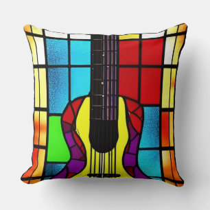 Coussin Guitare vintage en vitrail