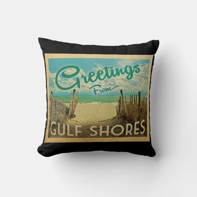Coussin Gulf Shores Beach Vintage voyage (Recto)