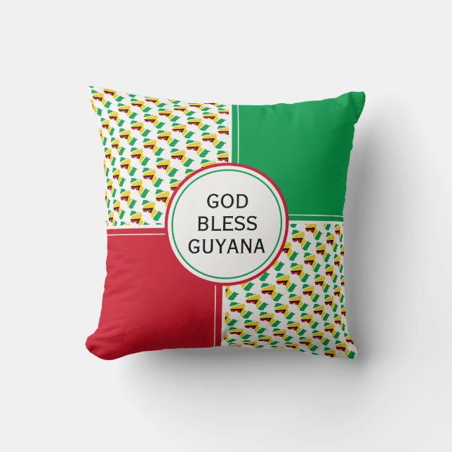 Coussin GUYANA Drapeau Patriotique Guyane DIEU BÉNÉFICIE (Recto)