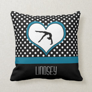 Coussin Gymnastique à pois bleue avec le coeur