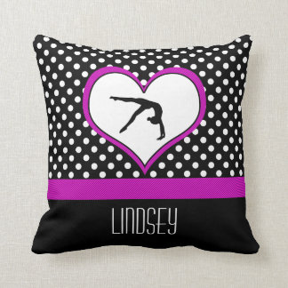 Coussin Gymnastique à pois rose avec le coeur