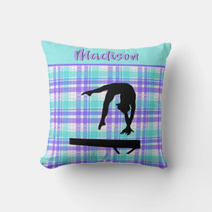 Coussin Gymnastique Girl Lilac Purple et Aqua Personnalisé