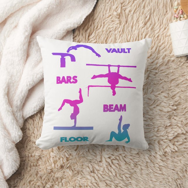Coussin Gymnastique Pink Violet Turquoise Vault Bars Poutr (Couverture)
