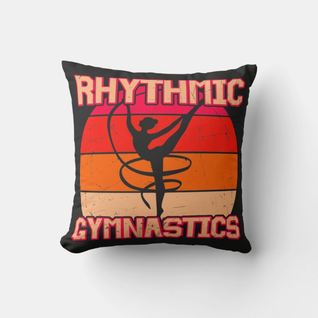 Coussin Gymnastique rythmique dérangée orange et rouge (Recto)
