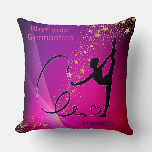 Coussin Gymnastique rythmique Etoiles d'or rose et violet (Recto)