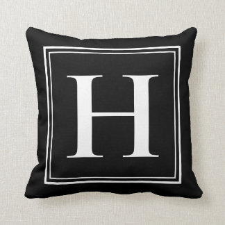 Coussin H Monogramme Modèle Élégant Noir Blanc moderne