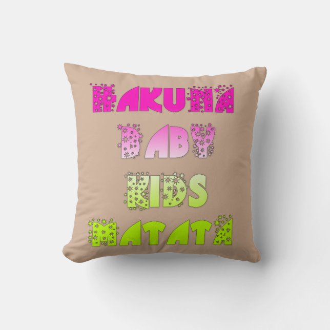 Coussin Hakuna Matata Baby Kids Floral Texte Jeter Oreille (Recto)
