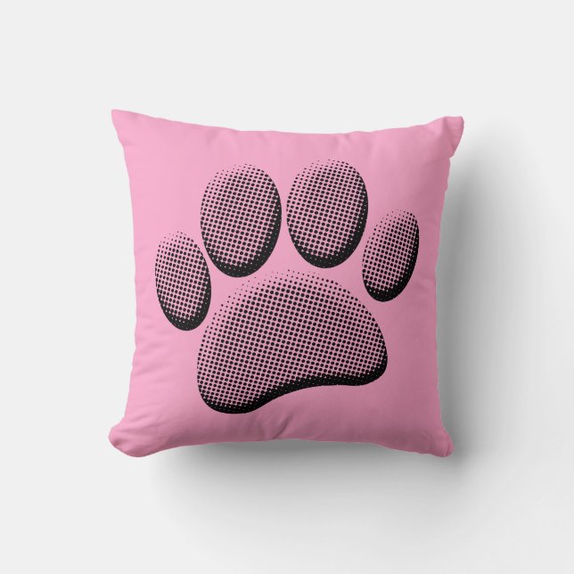 Coussin Halftones Newsprint Cartoon Chien Empreintes de pa (Recto)