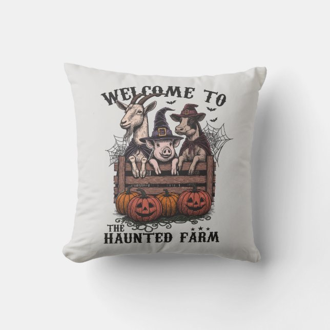 Coussin Halloween Animaux de ferme hantés (Recto)