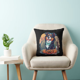 Coussin Halloween Automne Bernese Mountain Dog avec Citrou