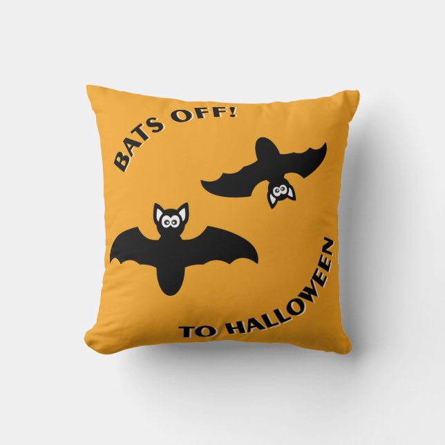 Coussin Halloween Bats Orange (Recto)