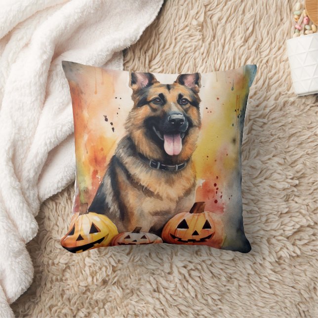 Coussin Halloween berger allemand avec la peur Citrouille (Couverture)