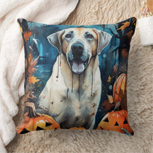 Coussin Halloween Berger d'Anatolie avec citrouilles effra