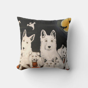 Coussin Halloween blanc allemand berger chien famille Cous