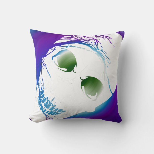 Coussin Halloween cracké crâne avec couleurs magiques 2 (Recto)