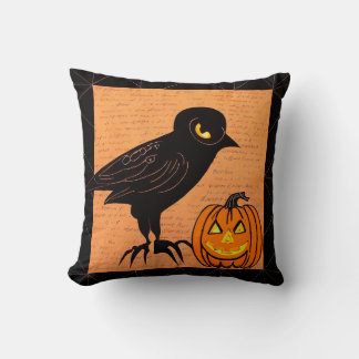 Coussin Halloween Crow et le Citrouille Nevermore par kedo