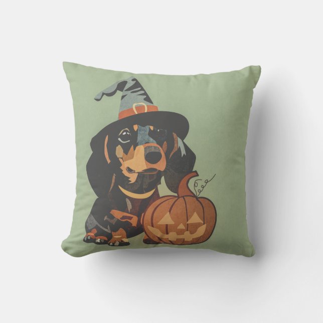 Coussin Halloween Dachshund Weenie Dog (Recto)