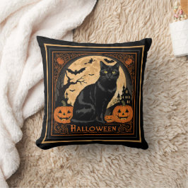 Coussin Halloween de chat de Kitty noir