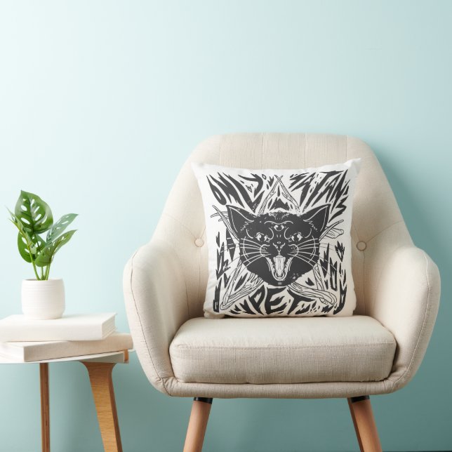 Coussin Halloween de chat noir (Chaise)