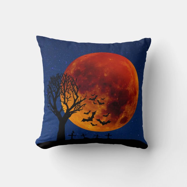 Coussin Halloween de la lune de récolte (Recto)