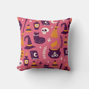 Coussin Halloween dessiné à la main, motif éffrayant sans