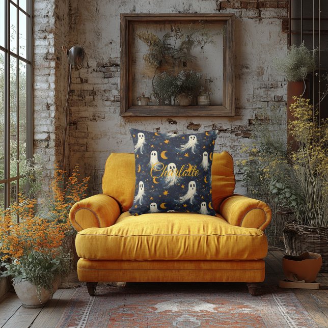 Coussin Halloween Fantômes de minuit avec des motifs céles (Créateur téléchargé)