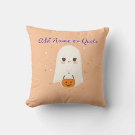 Coussin Halloween Ghost mignon - Texte modifiable