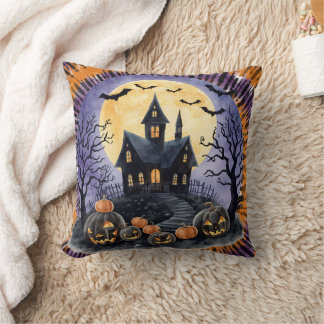 Coussin Halloween, Maison Hantée, Citrouilles Effrayantes,