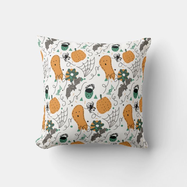 Coussin Halloween mignon Fantôme Doodles Motif Jeu Oreille (Recto)