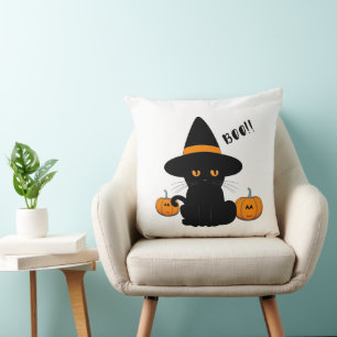 Coussin Halloween mignonette Cartoon amis, Chat bébé noir